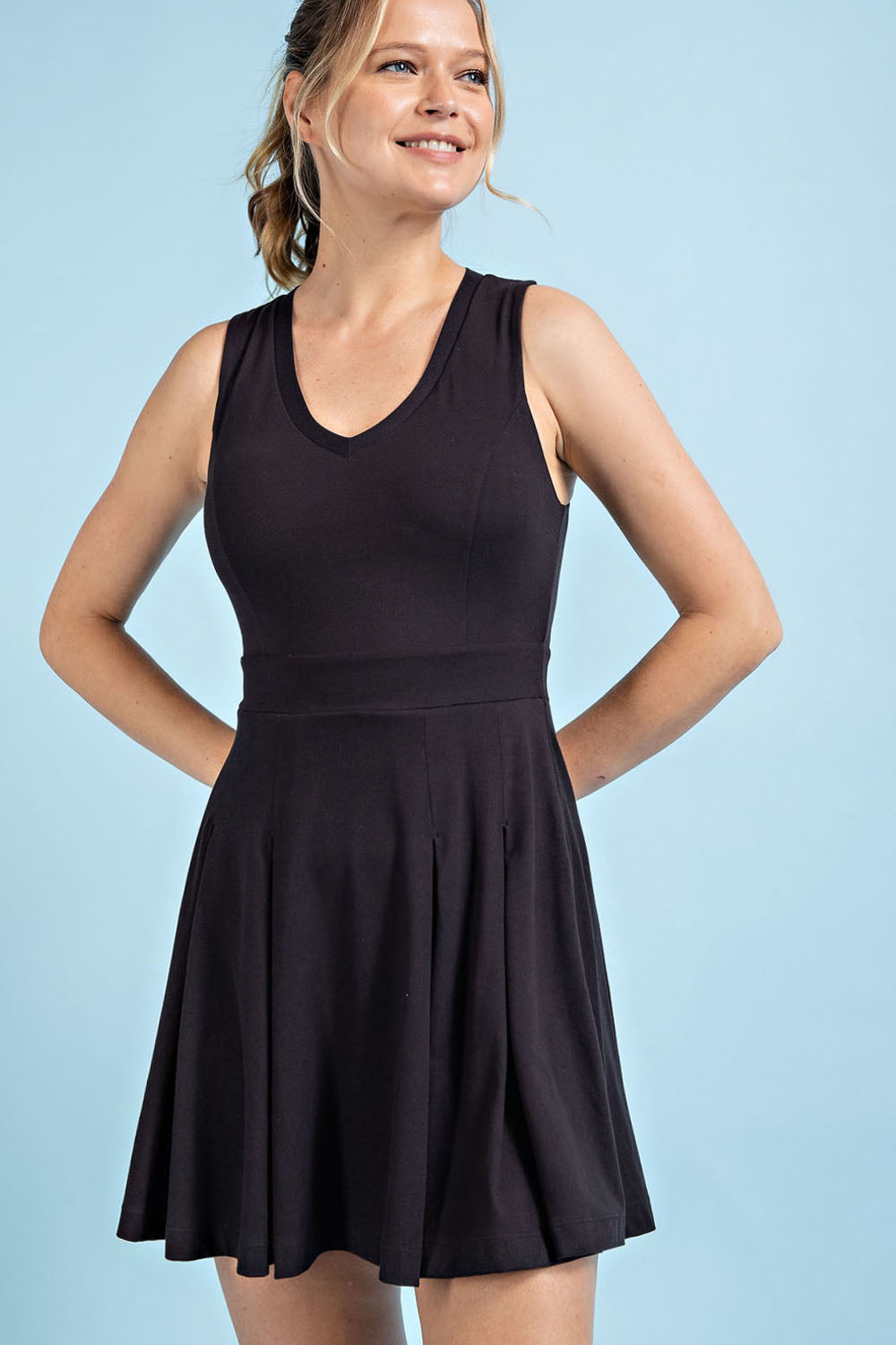 Butter V Neck Golf Dress & Shorts - Black