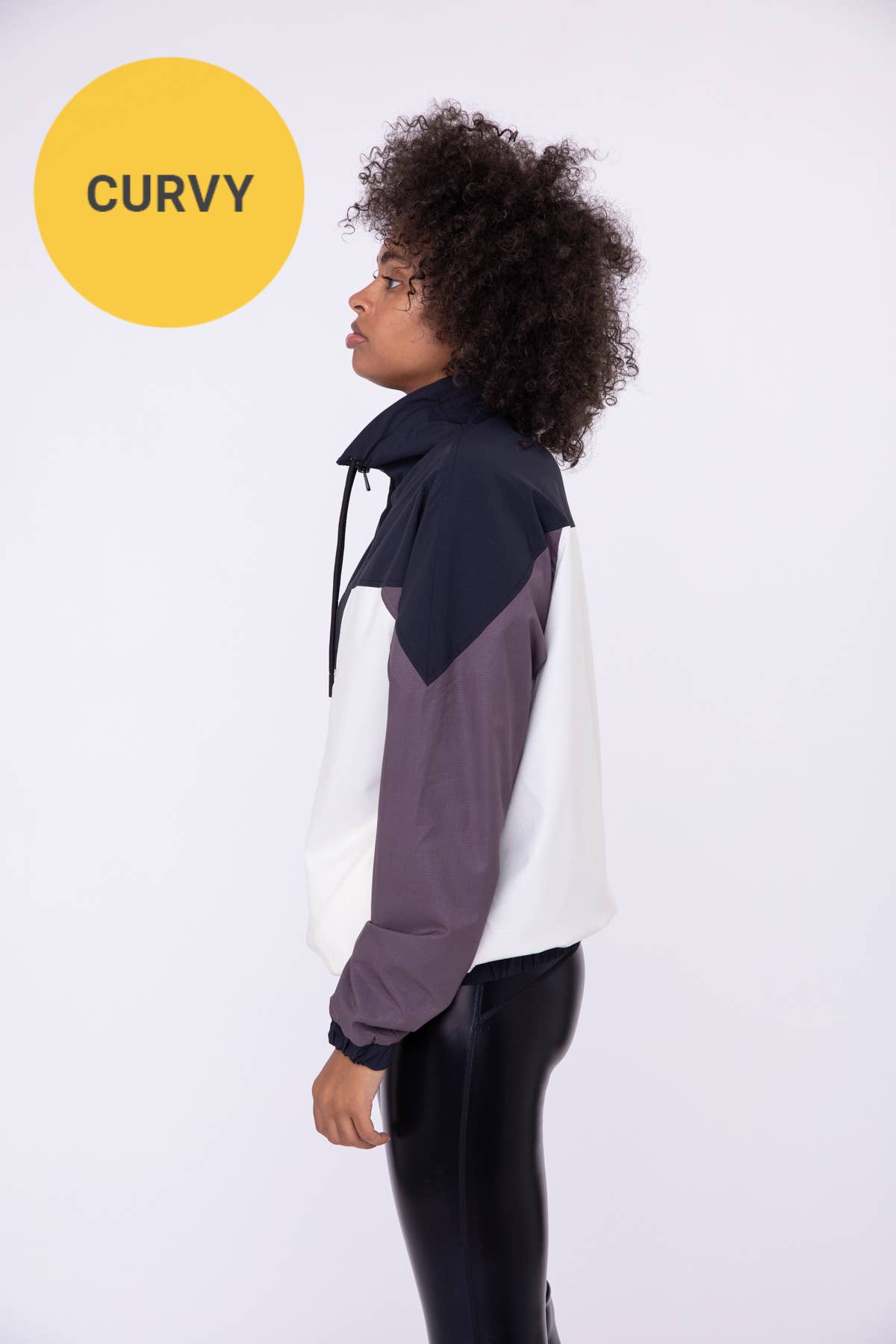 CURVY Color Block 3/4 Zip Active Jacket