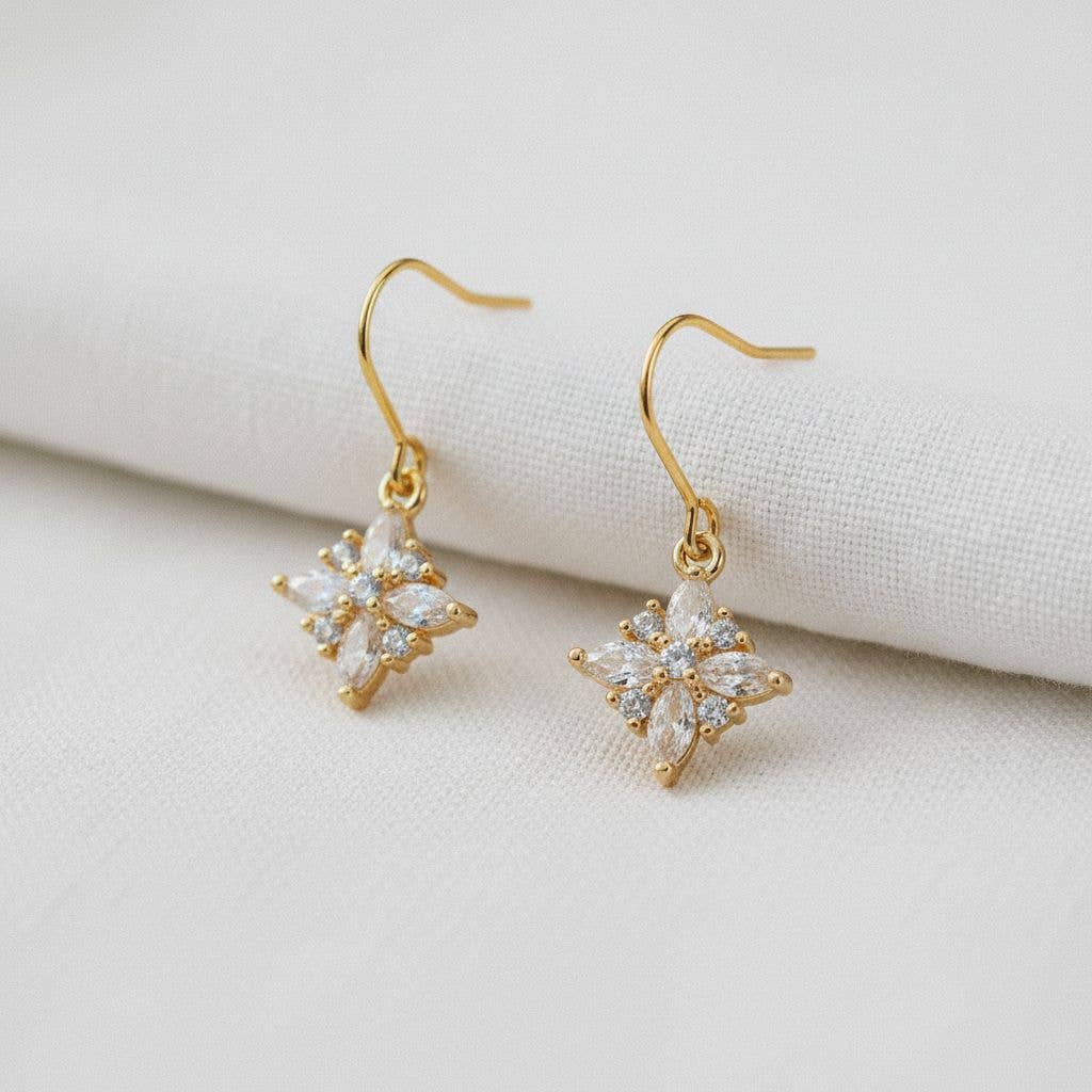 Geometric Star Drop Earrings with Sparkling Accents