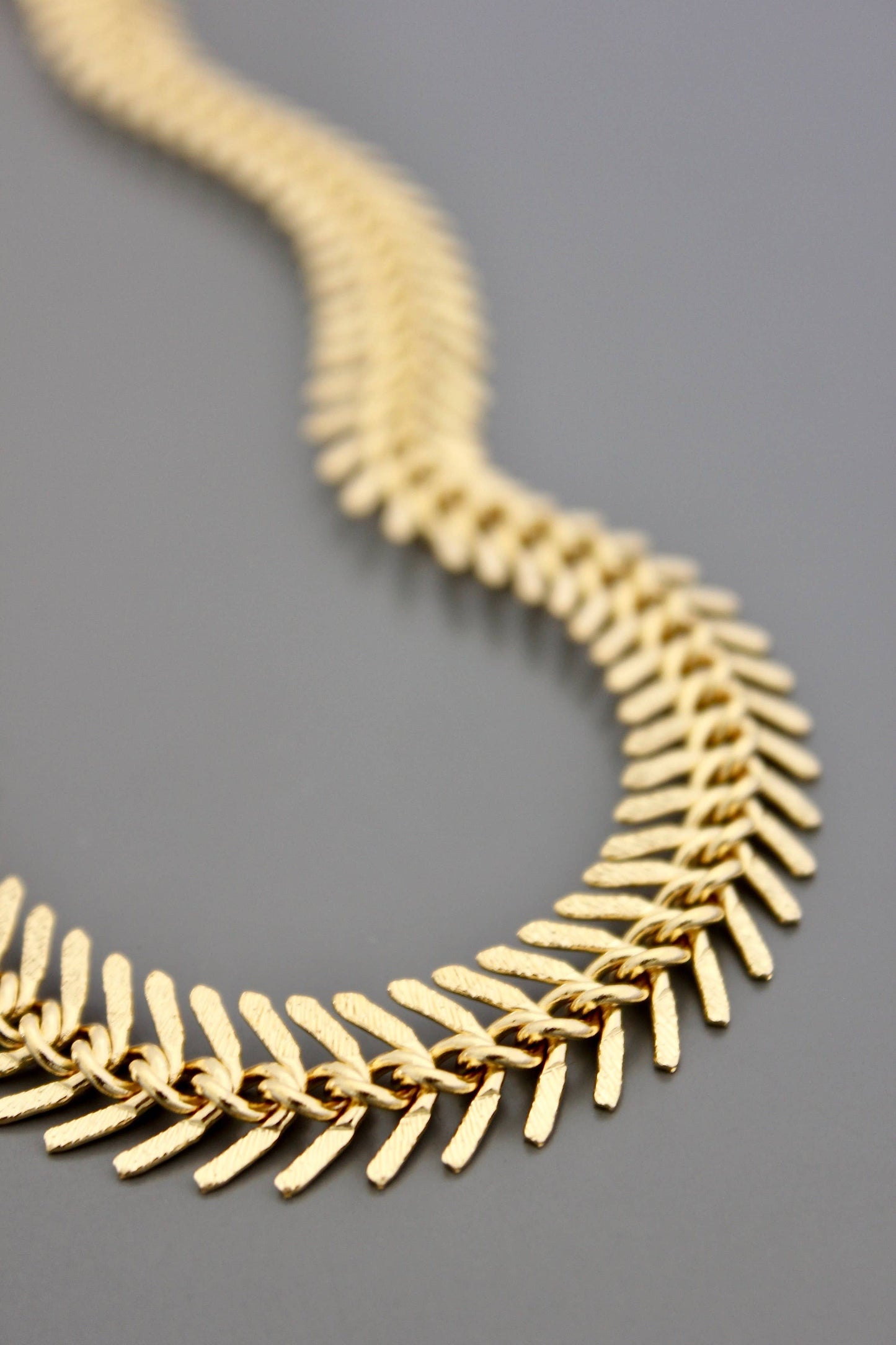 DOR215 Gold Chain Fish Bone Necklace