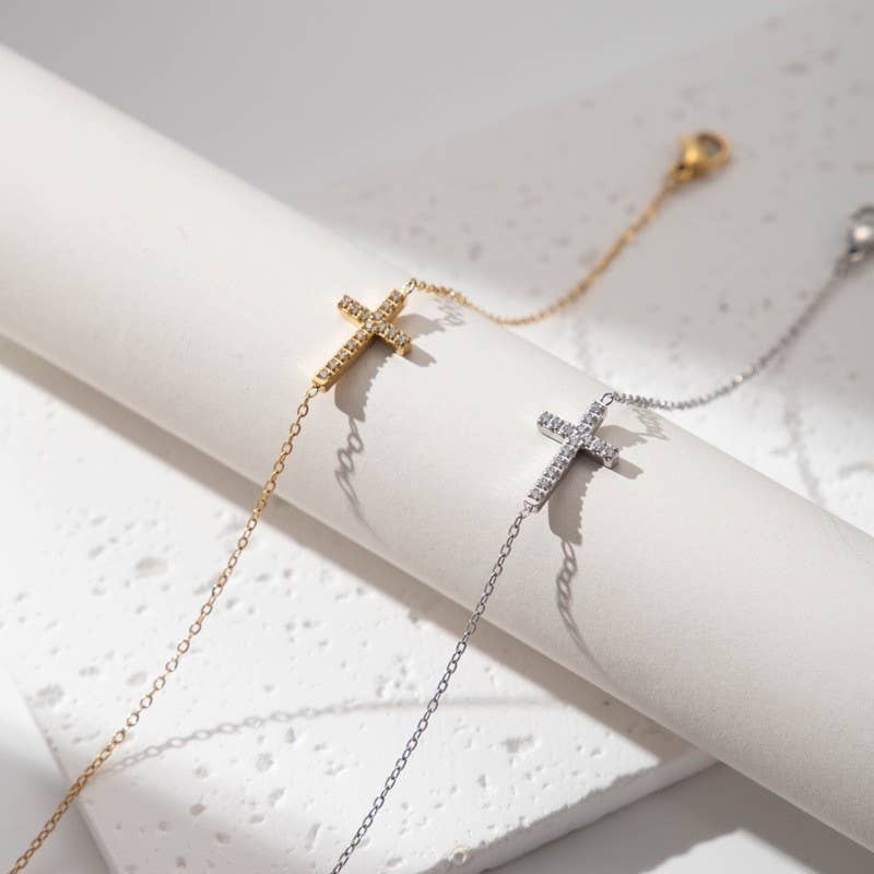 18K STAINLESS STEEL TARNISH FREE CROSS BRACELET