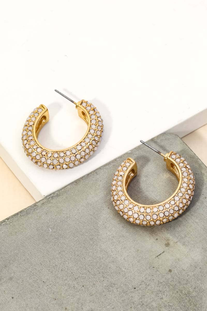 Pave Rhinestone Circle Hoop Earrings