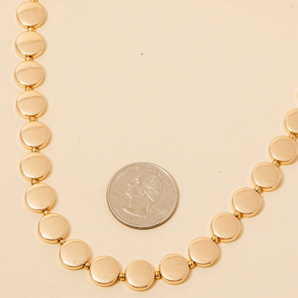 Mixed Metallic Disc And Oval Chain Long Necklace