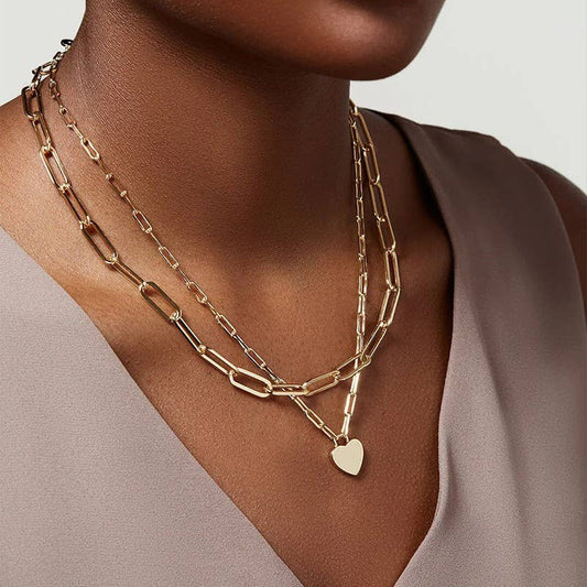 18K STAINLESS STEEL TARNISH FREE LAYERED HEART NECKLACE