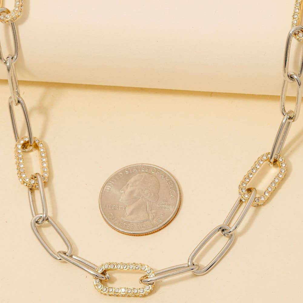 Two Tone Oval Chain Link Necklace