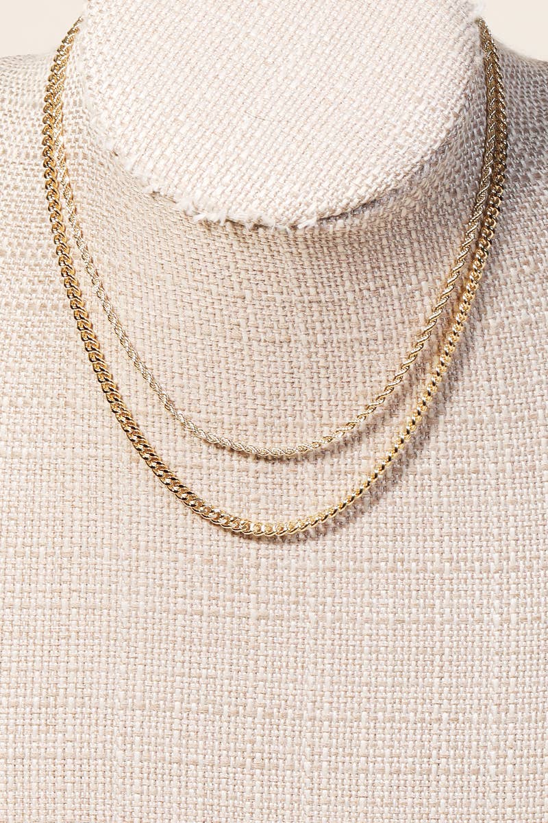 Rope And Curb Chain Layered Necklace