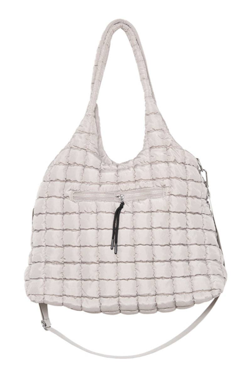 Sand Rectangular Quilted Puffer Tote