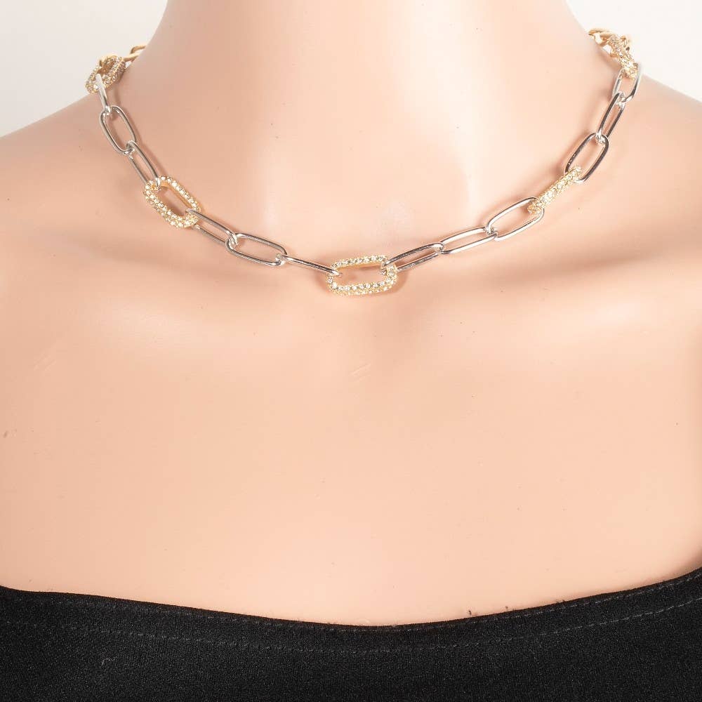Two Tone Oval Chain Link Necklace
