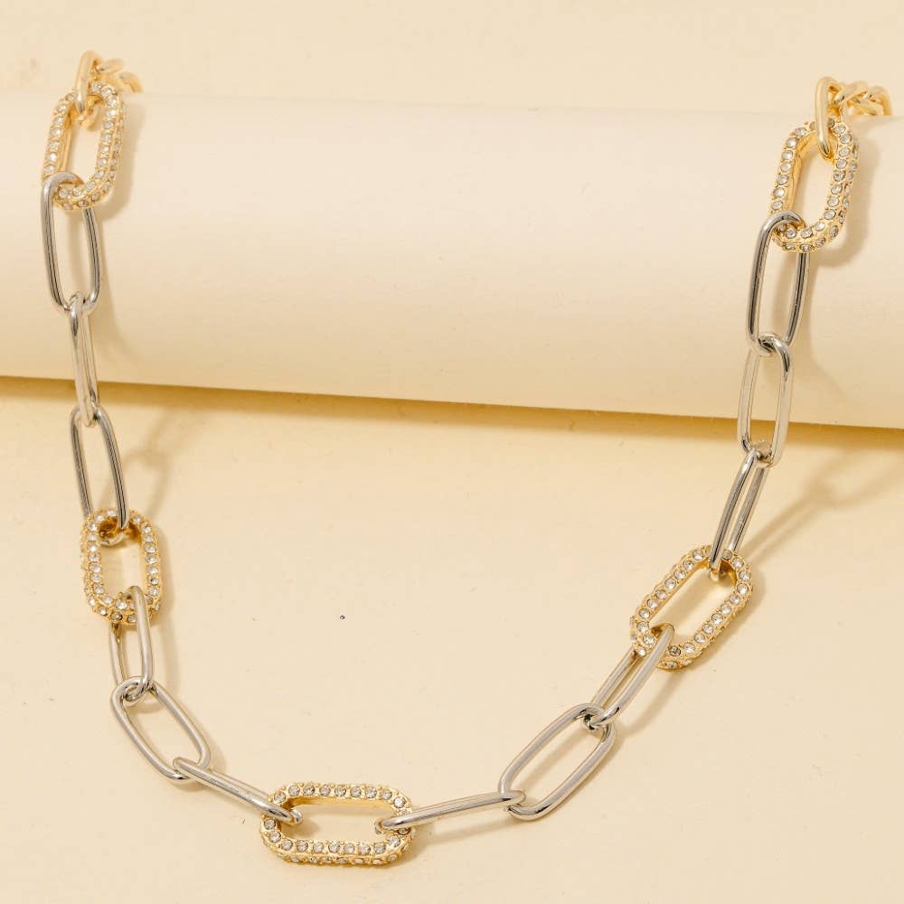 Two Tone Oval Chain Link Necklace