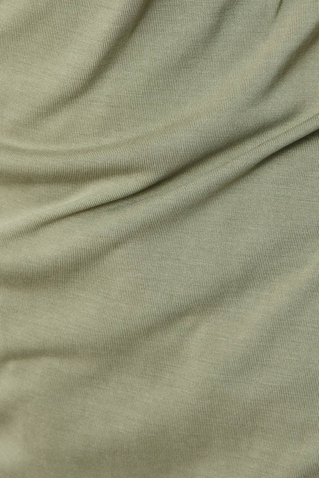 ROUND NECK SHORT SLEEVE SHIRRING DETAIL TOP