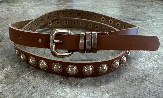 Gold studded brown belt