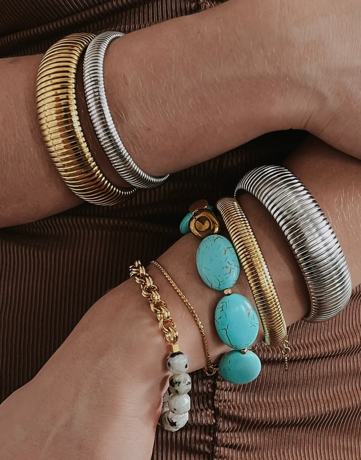 Baia Thick Coil Bangle Bracelet Choose Color