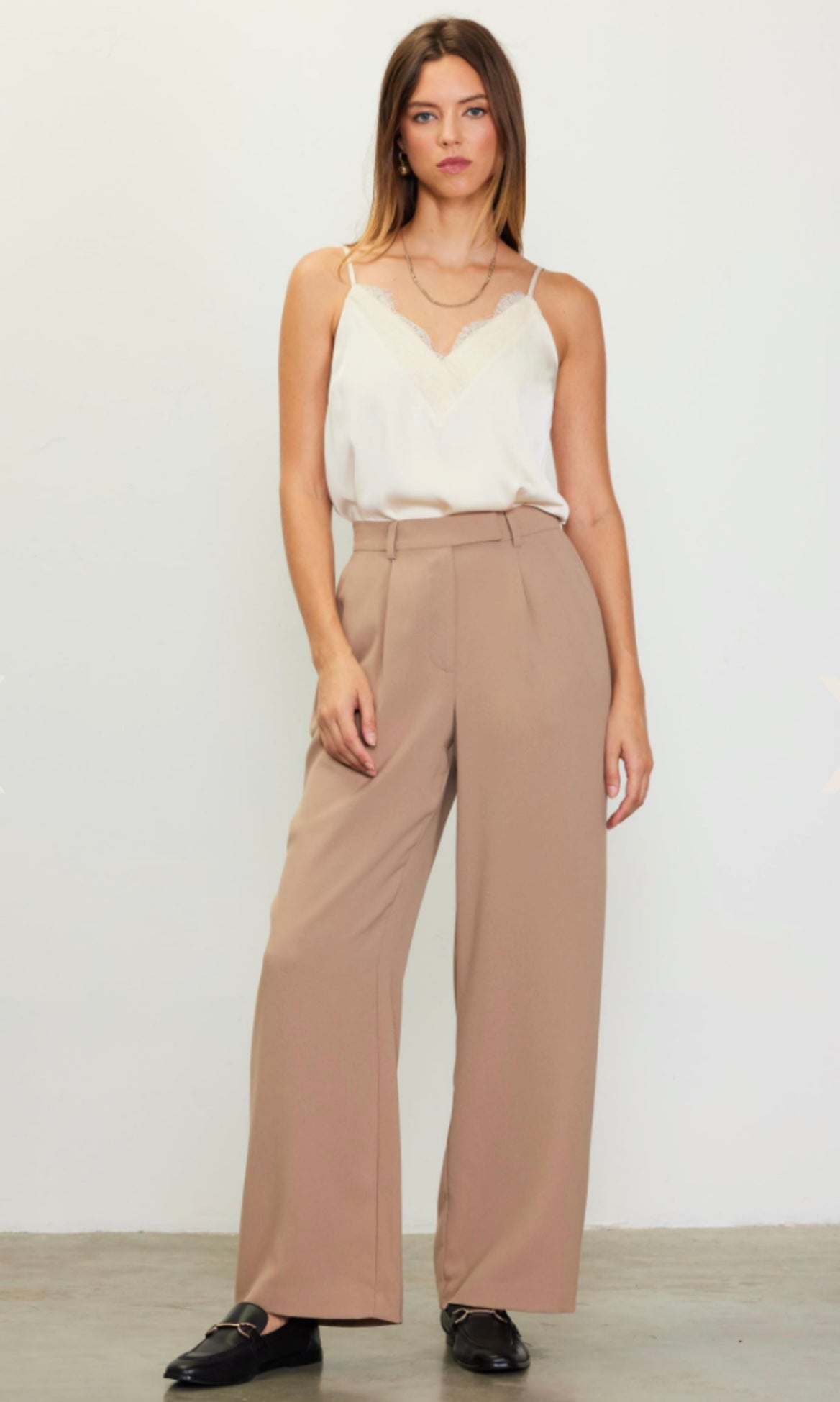 Pintuck Wide Leg Trouser