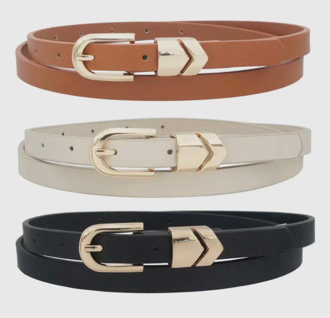 Angled Rectangle Skinny Metal Loop Belt