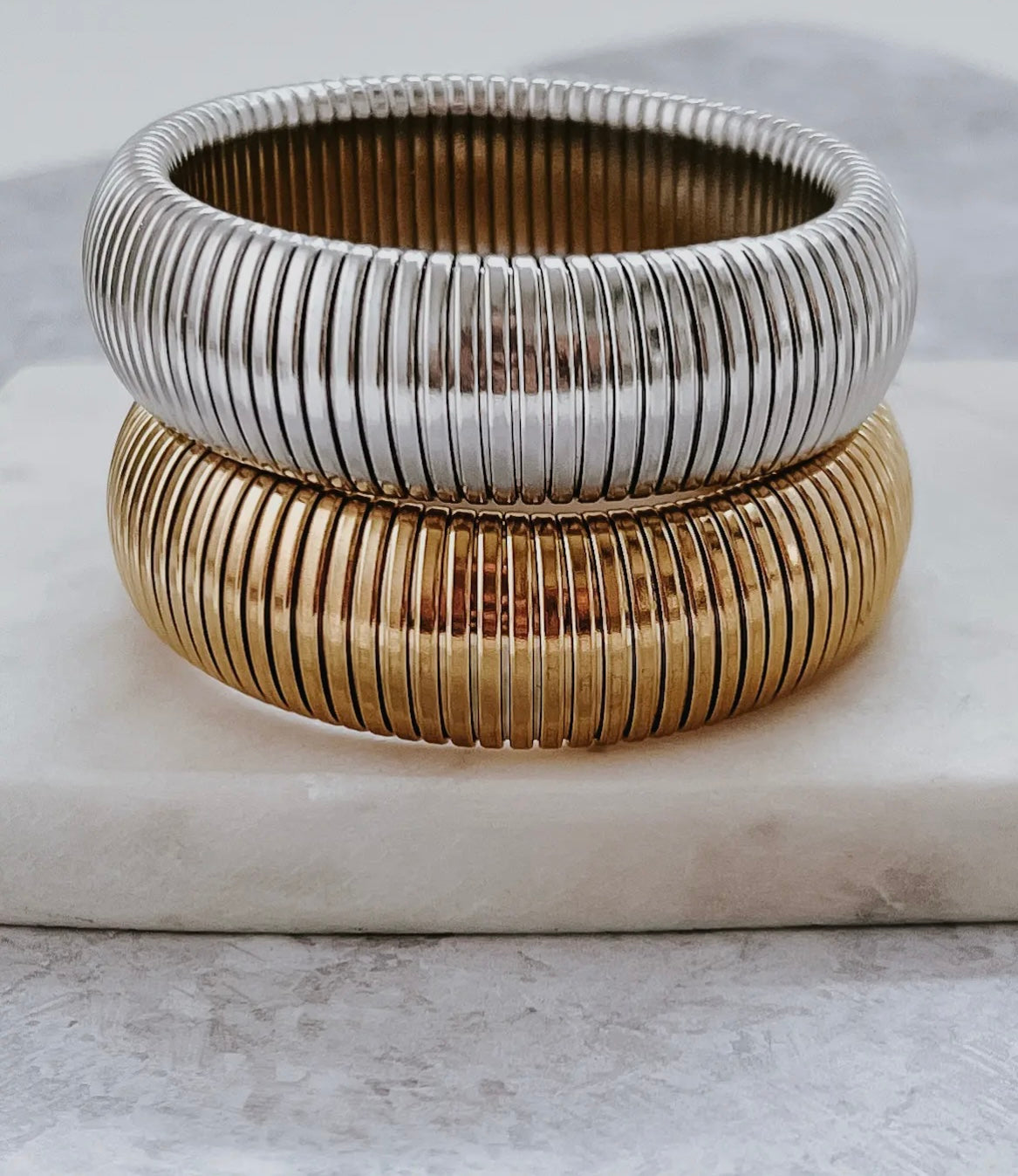 Baia Thick Coil Bangle Bracelet Choose Color