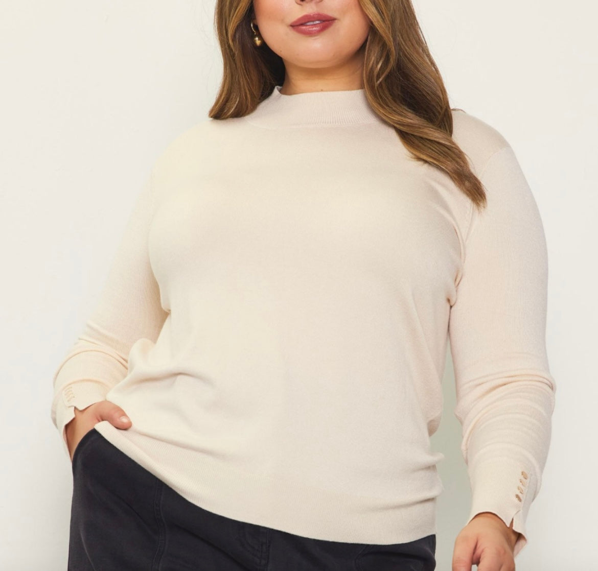 Curvy Mock Neck Sweated