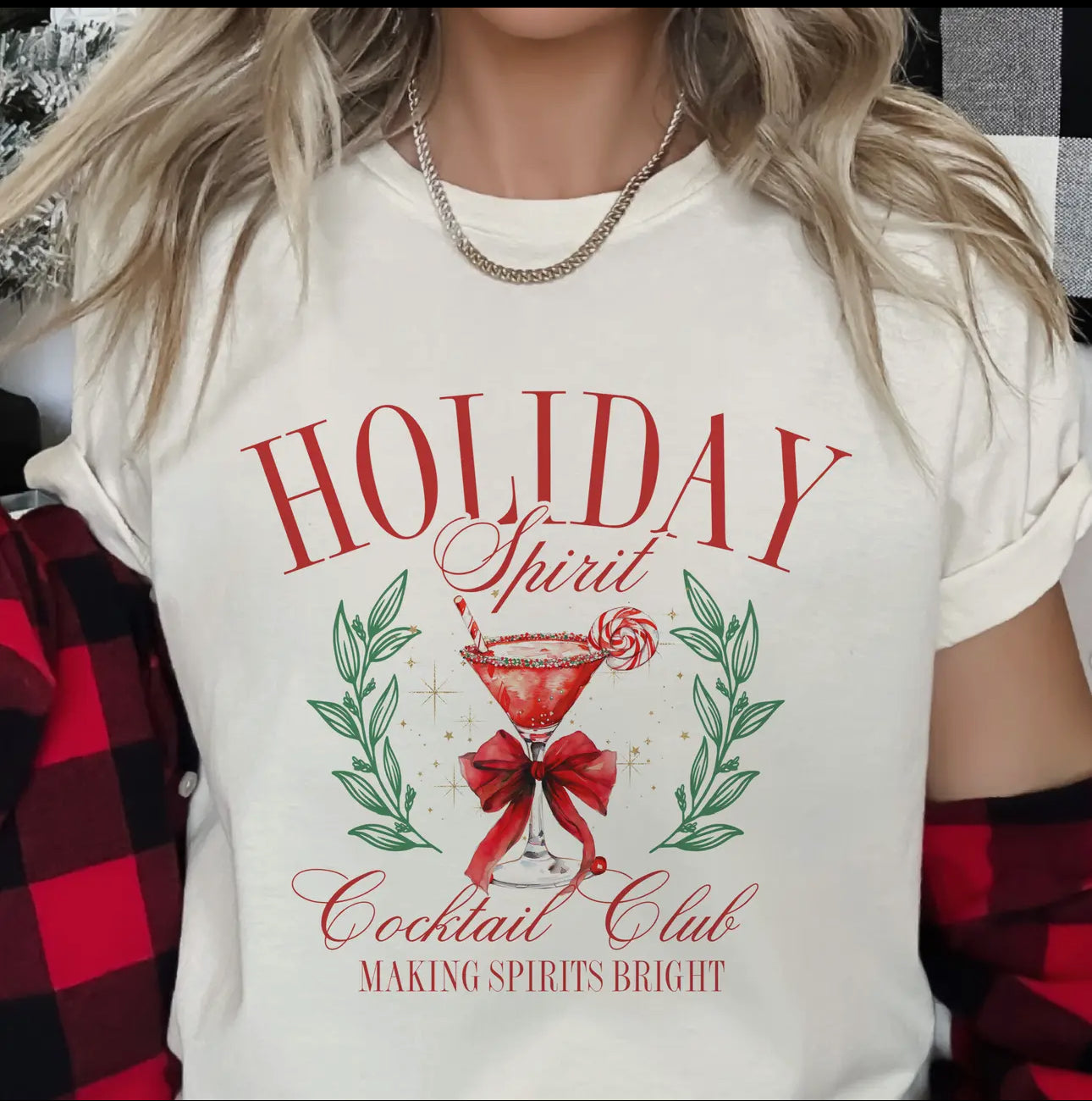 Holiday Spirit Cocktail Club Tee Christmas Cocktail Tshirt