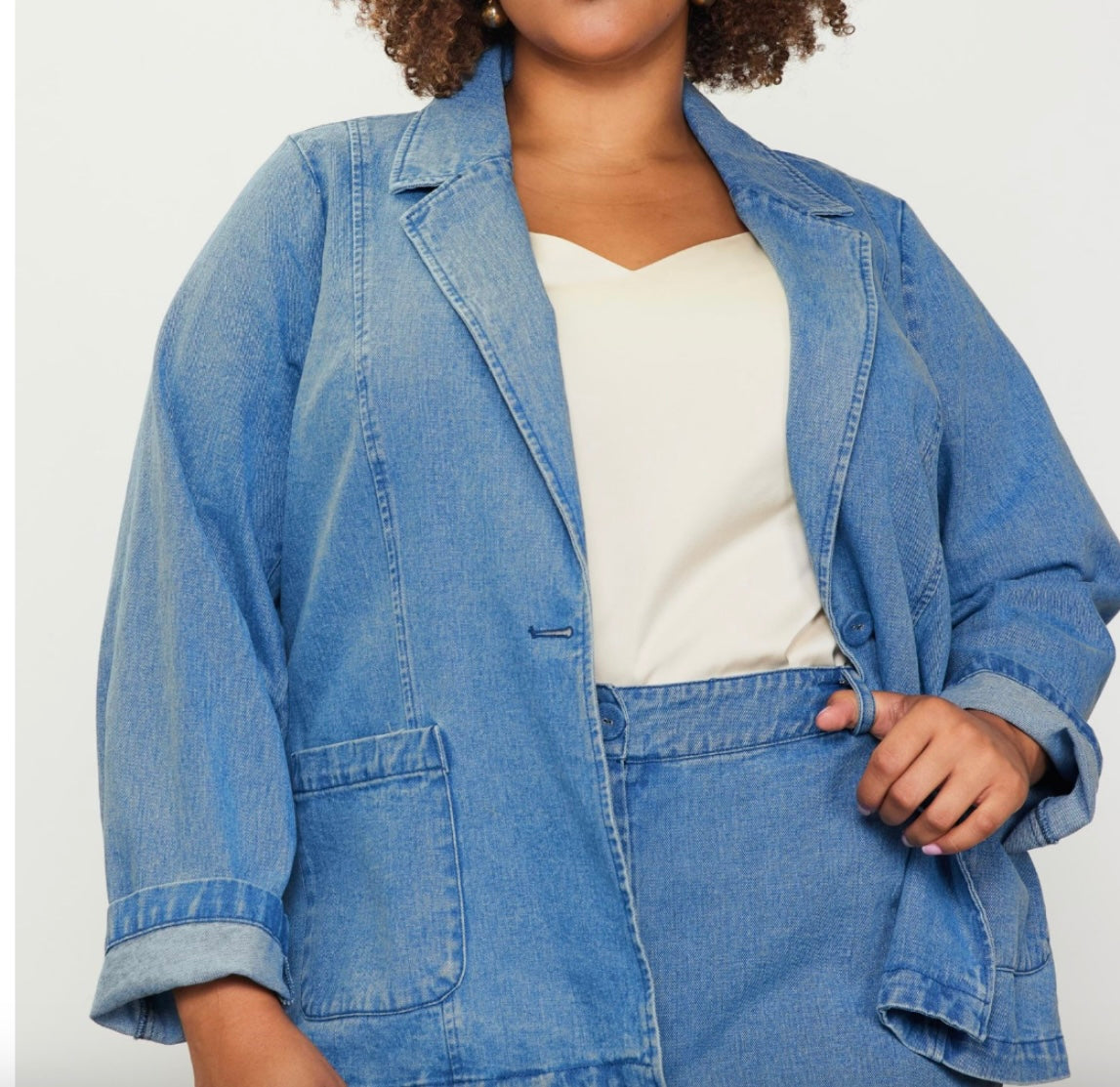 Curvy Denim Blazer