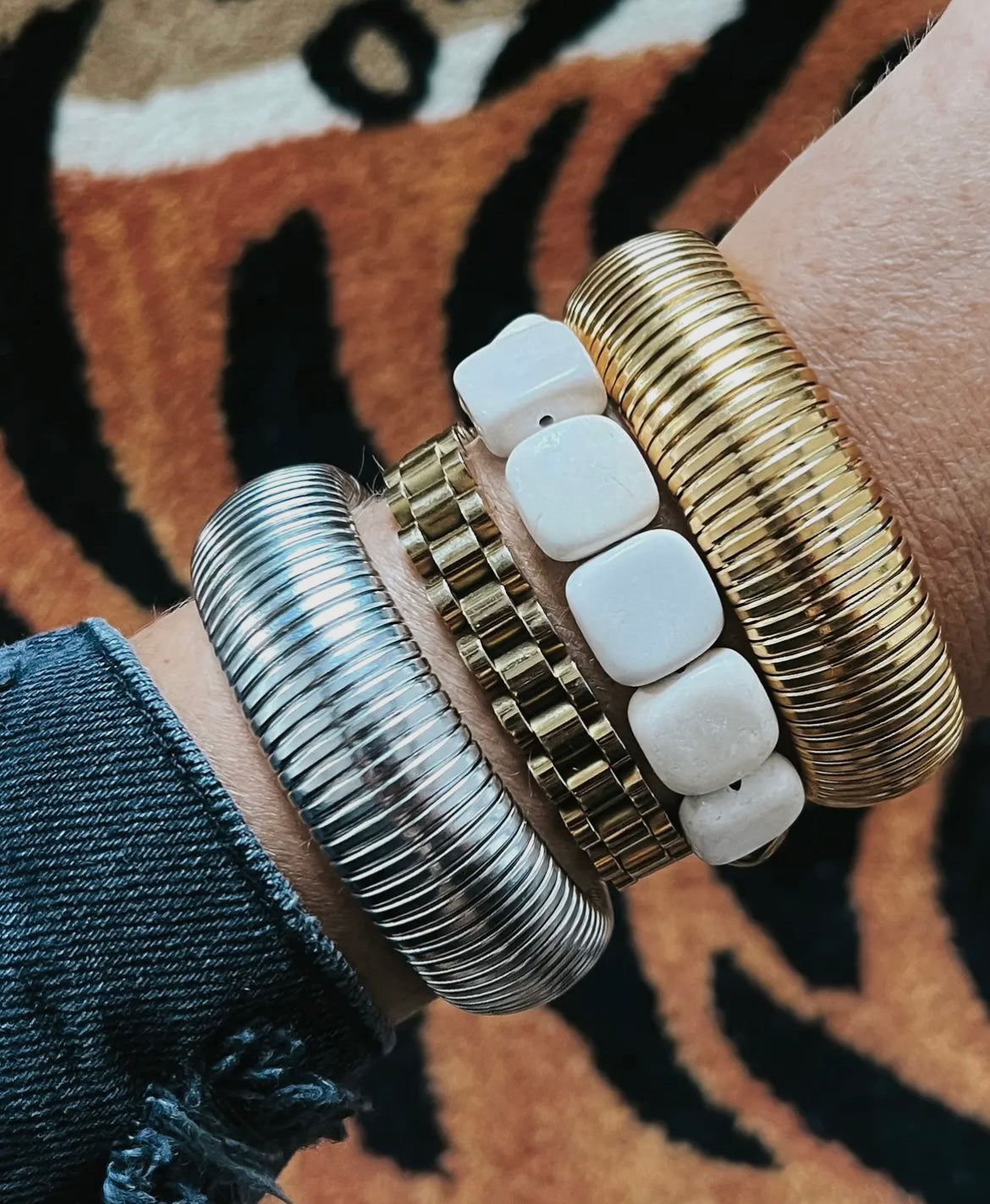 Baia Thick Coil Bangle Bracelet Choose Color