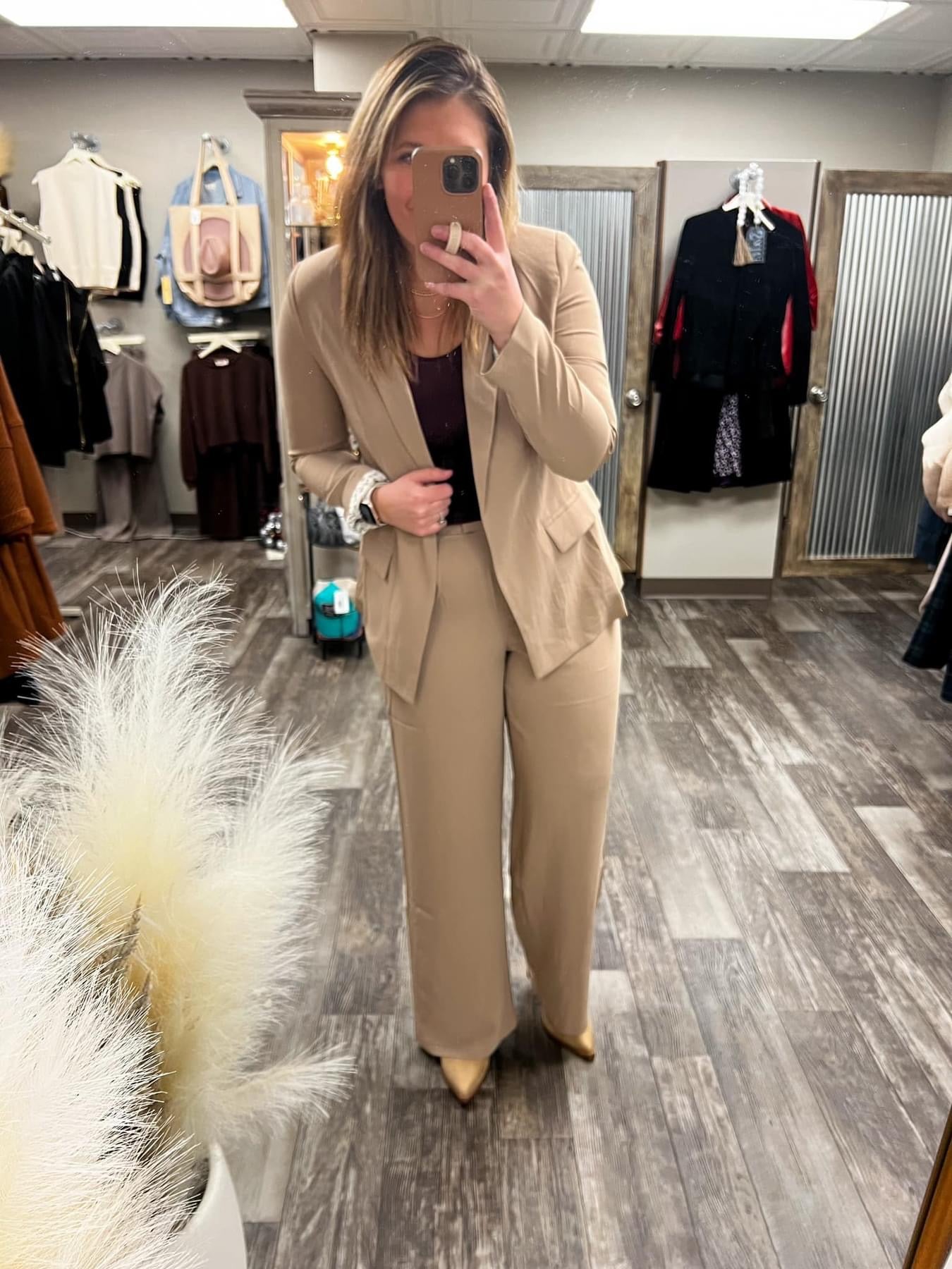 Pintuck Wide Leg Trouser