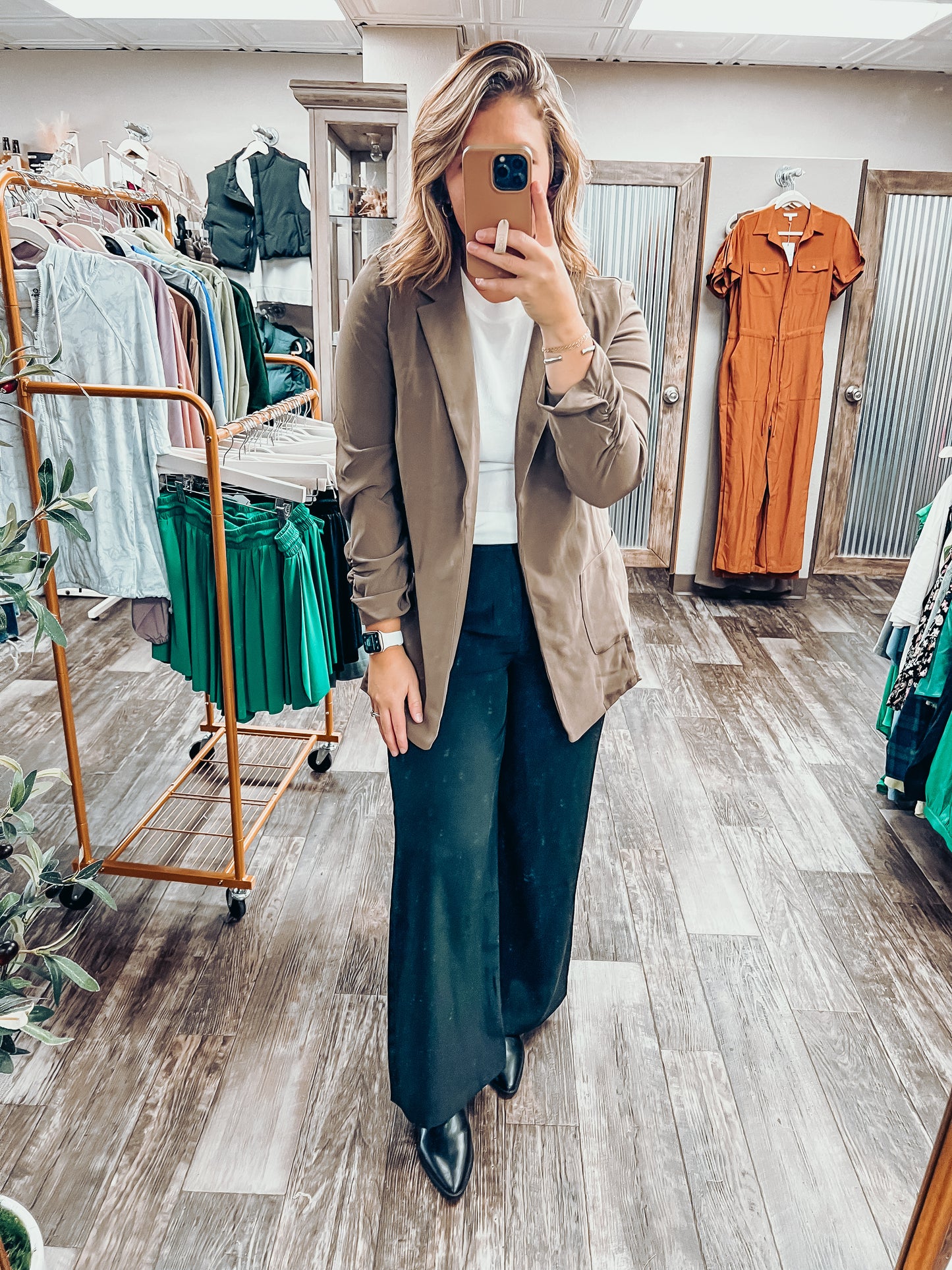 Solid Color Zipper Front Straight Leg Wide Pants