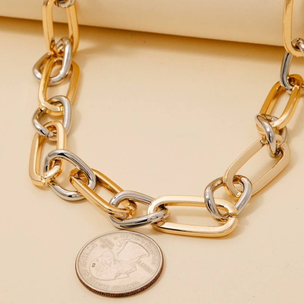 Two Tone Mixed Chain Necklace