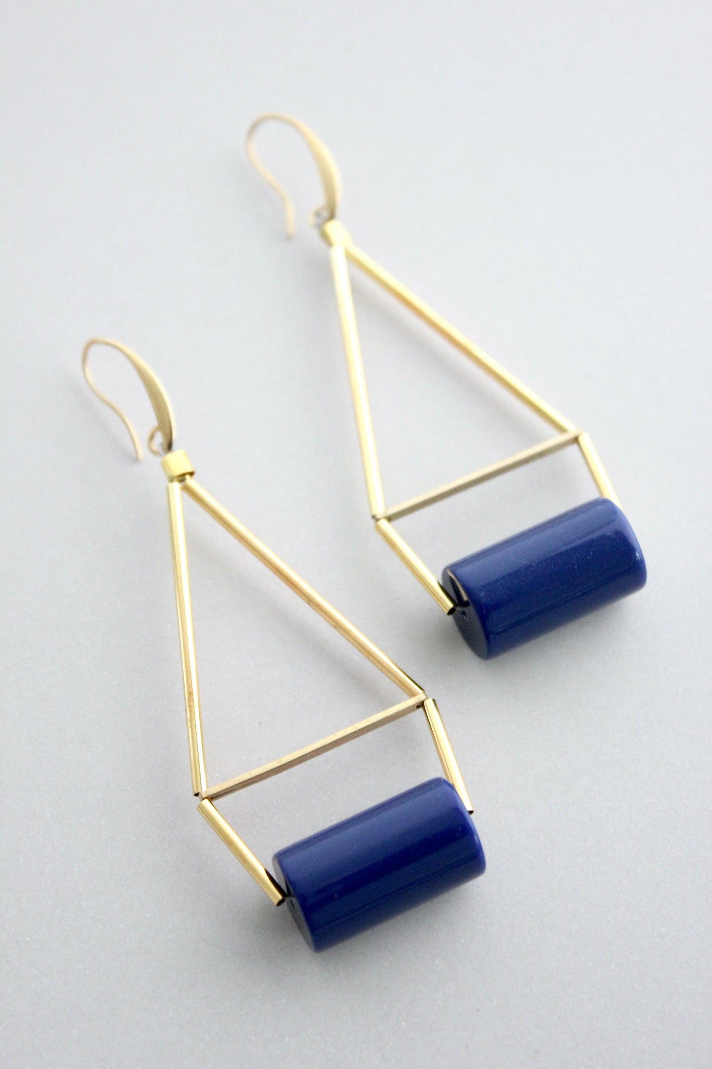 Navy blue geometric earrings
