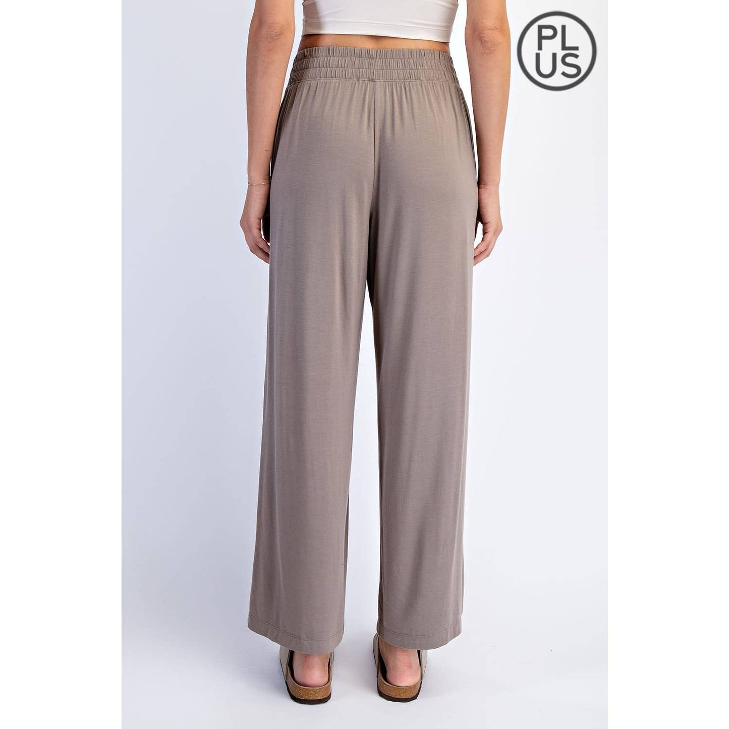 PLUS SIZE VISCOSE MODAL CROPPED WIDE LEG PANTS