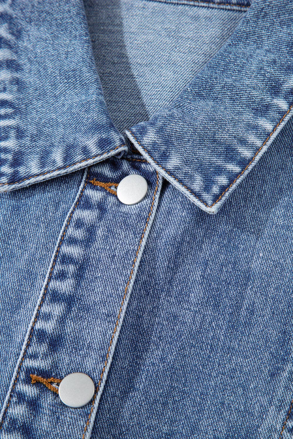 Ashleigh Blue Acid Wash Elastic Hem Button Up Denim Vest