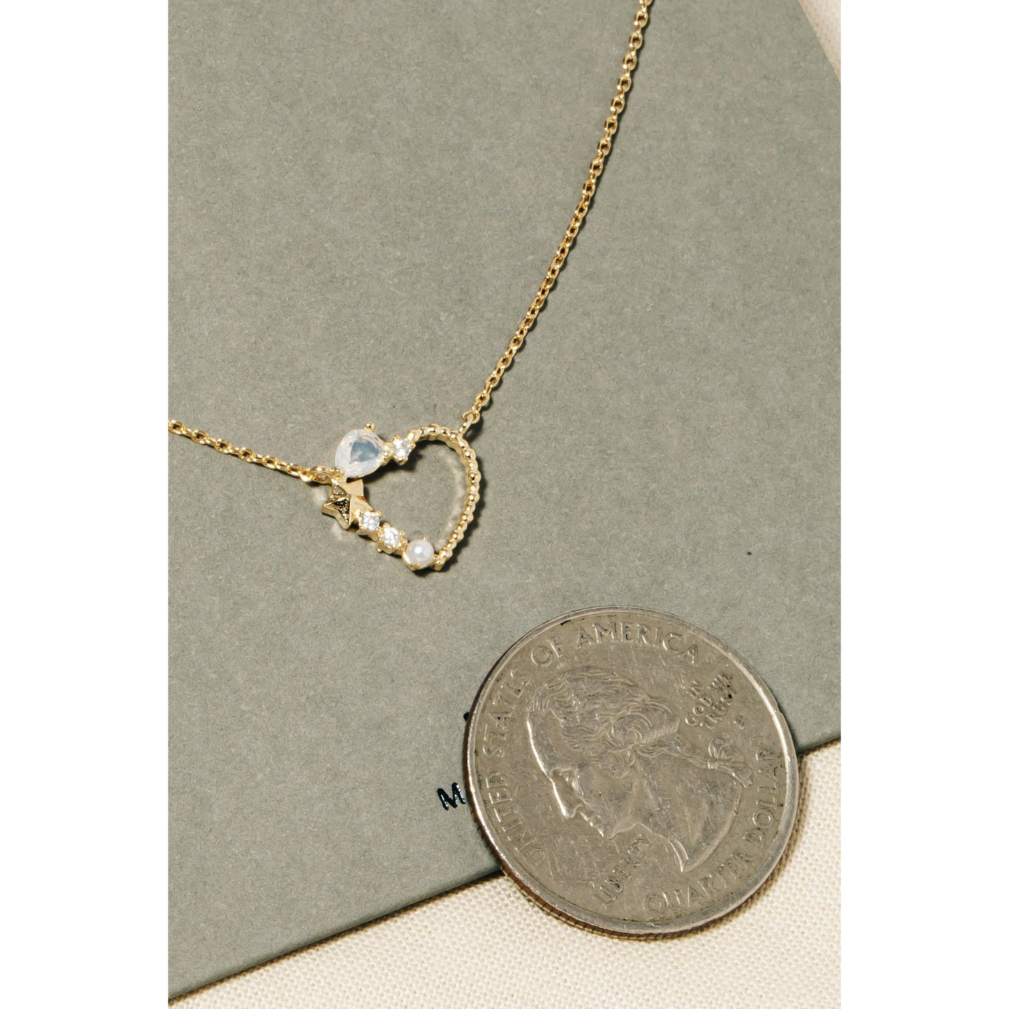 Rhinestone Cluster Heart Pendant Necklace