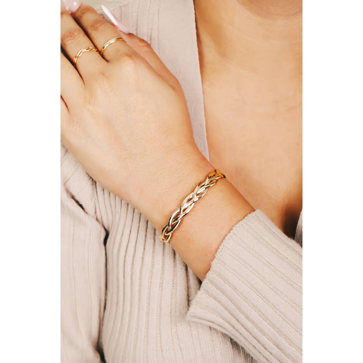Metallic Braid Cuff Bracelet