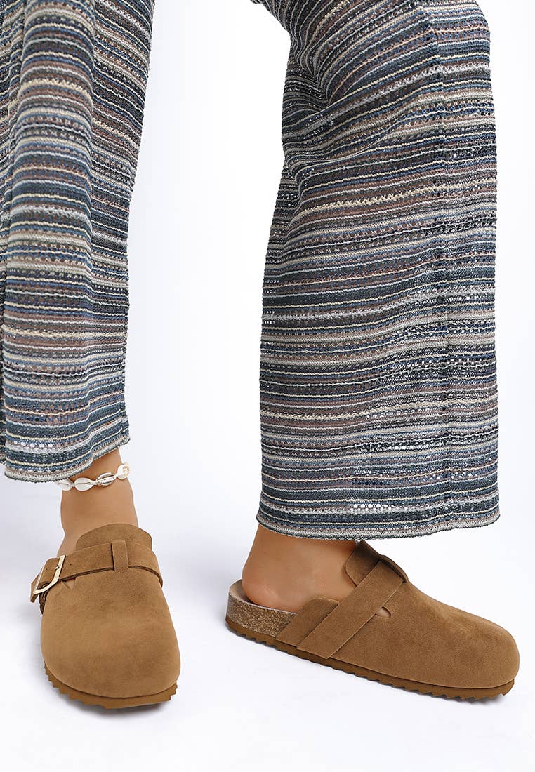 Ratiha Buckle Accent Slip-On Footbed Mules