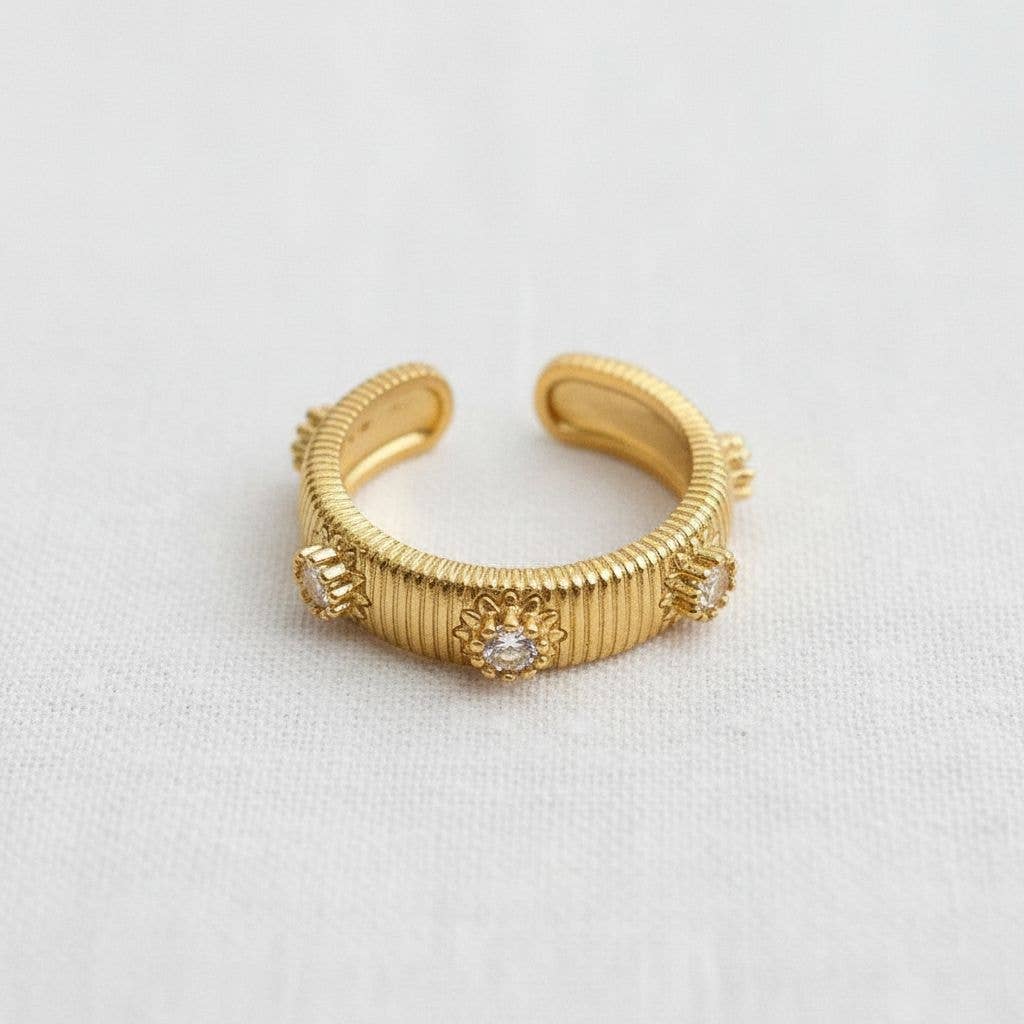 Chic Adjustable Geometric Ring with Dazzling Accents