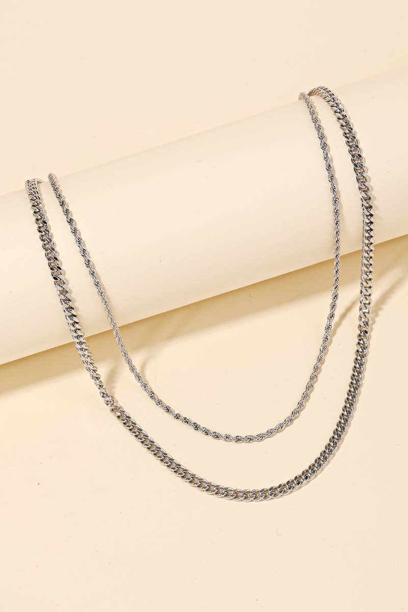 Rope And Curb Chain Layered Necklace