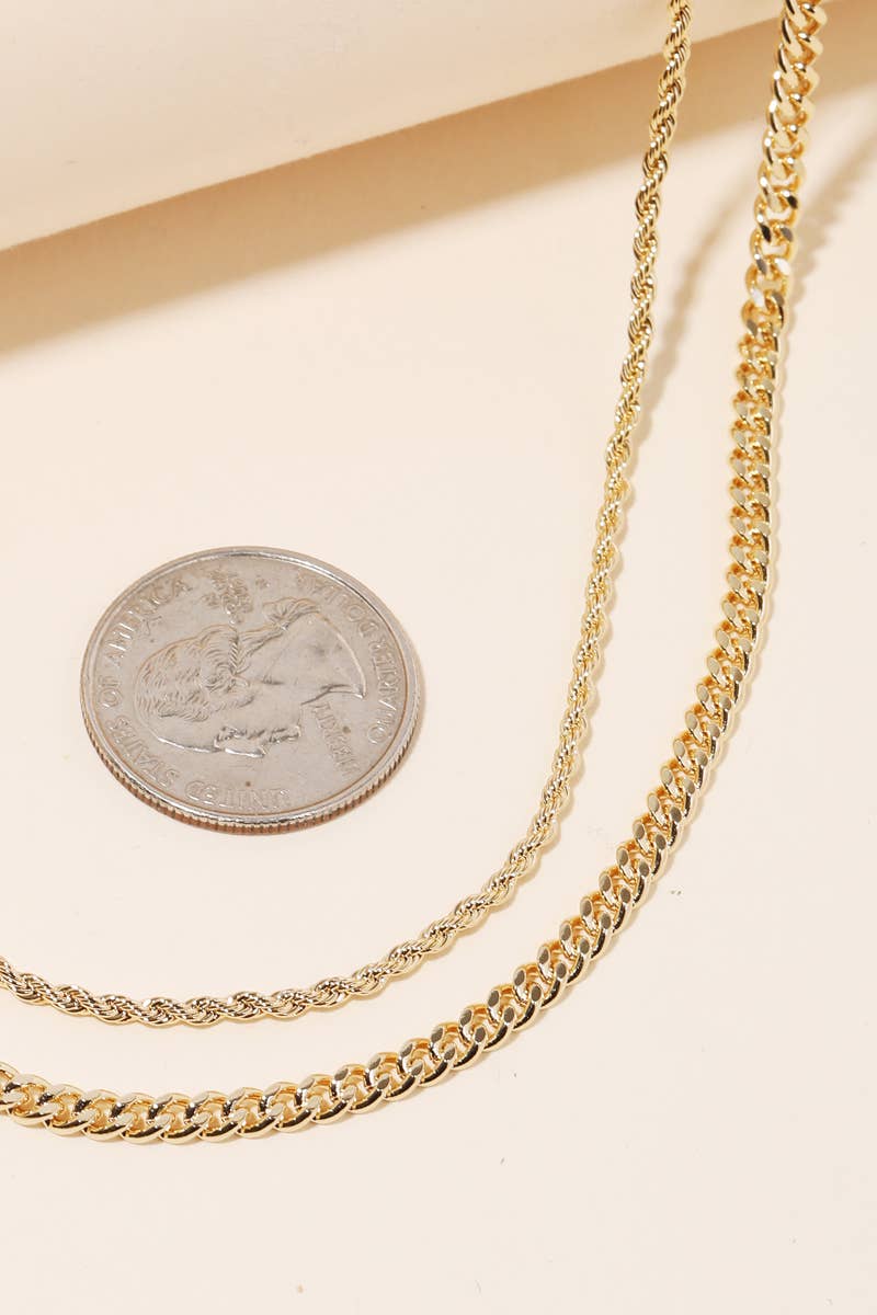 Rope And Curb Chain Layered Necklace