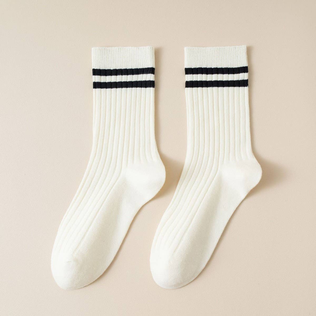 Classic Two Stripes Print Crew Socks