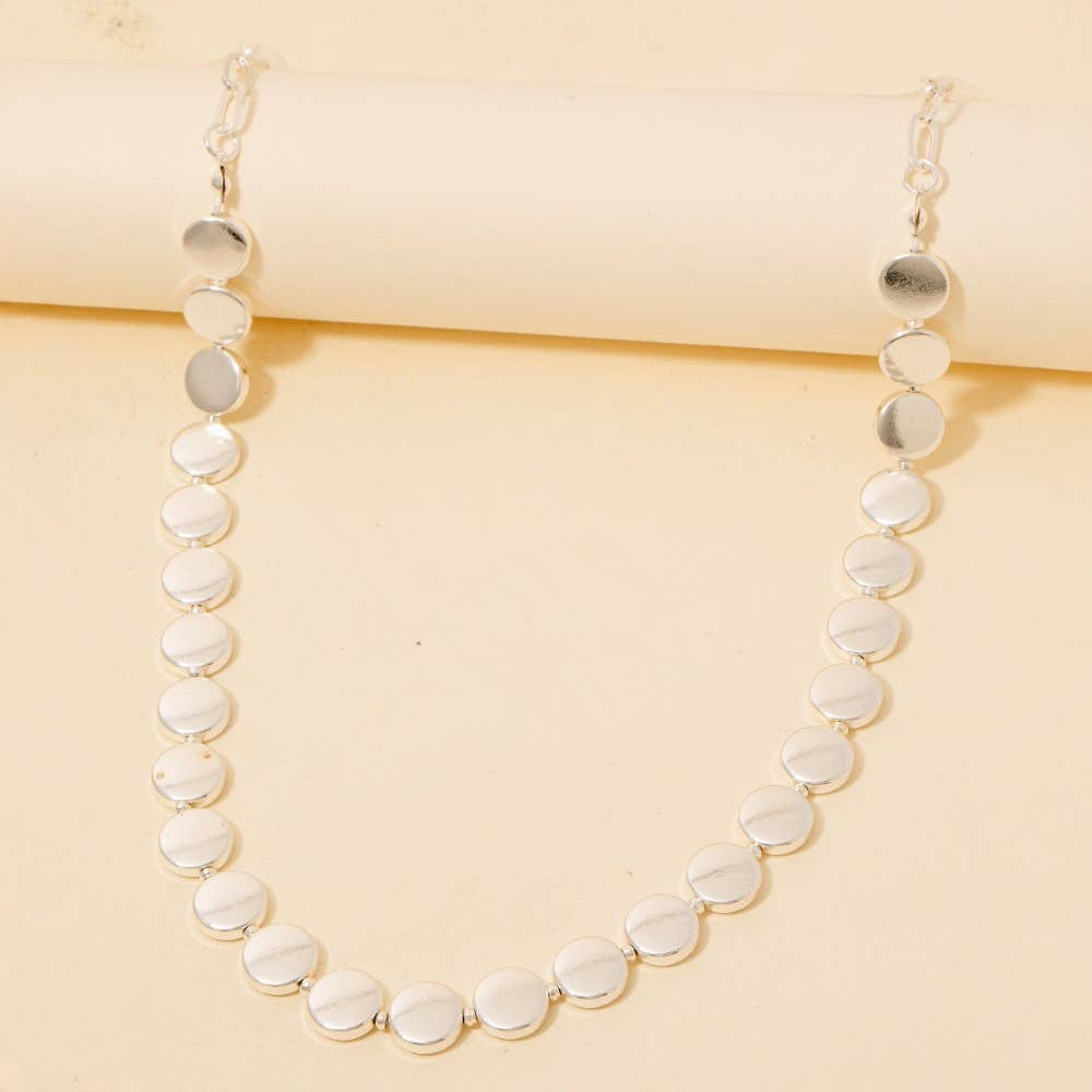 Mixed Metallic Disc And Oval Chain Long Necklace