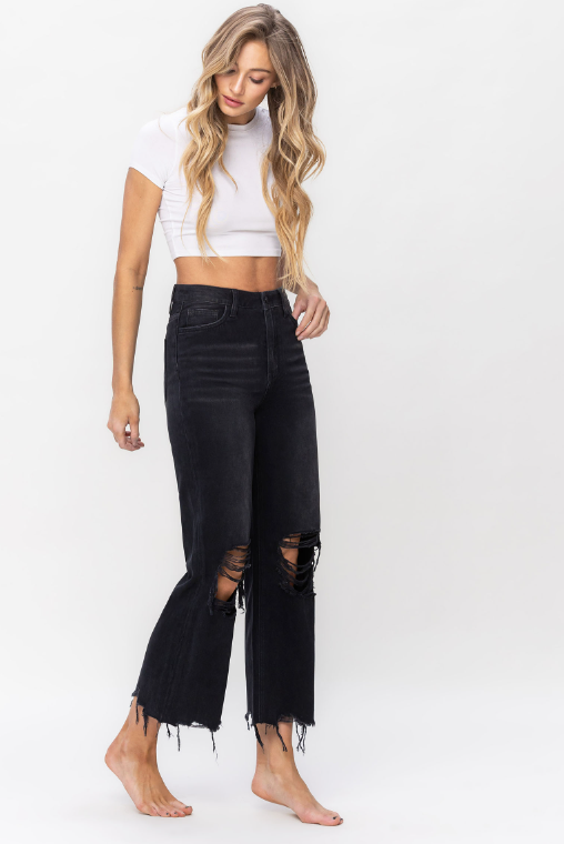 90's Vintage Super High Rise Crop Flare Jean