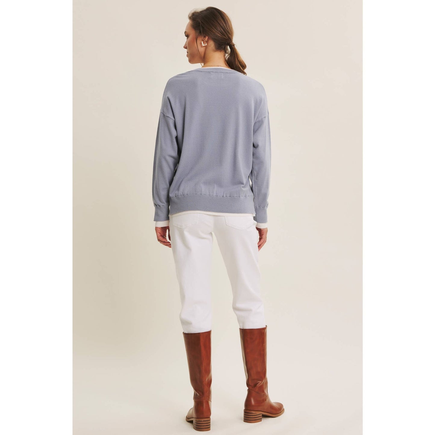 FEATHER LIGHT TOUCH TWO-TONE VISCOSE SWEATER