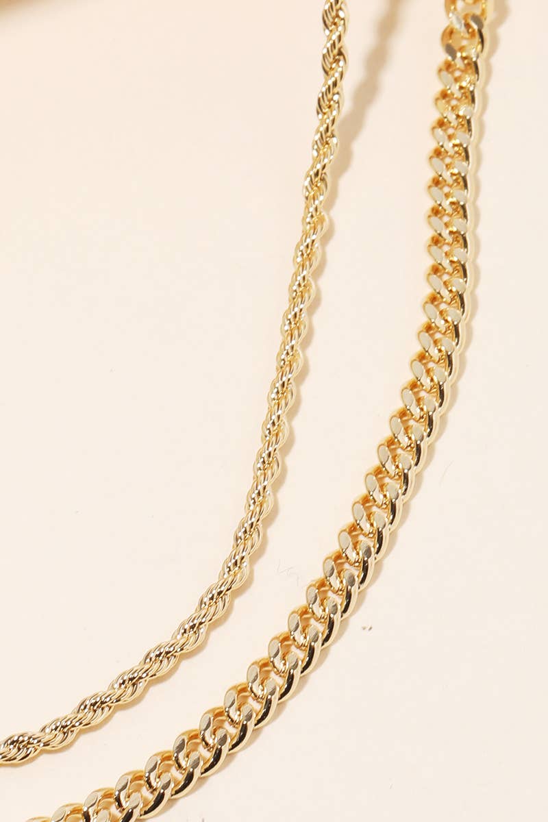 Rope And Curb Chain Layered Necklace