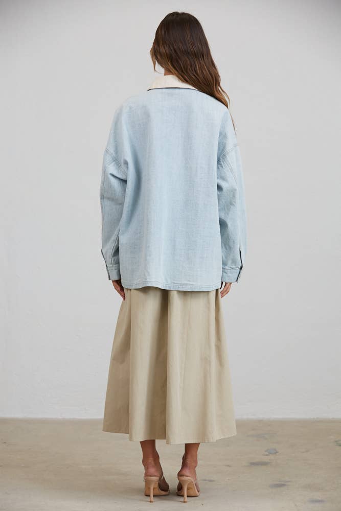 Dito Utility Contrast Collared Denim Jacket