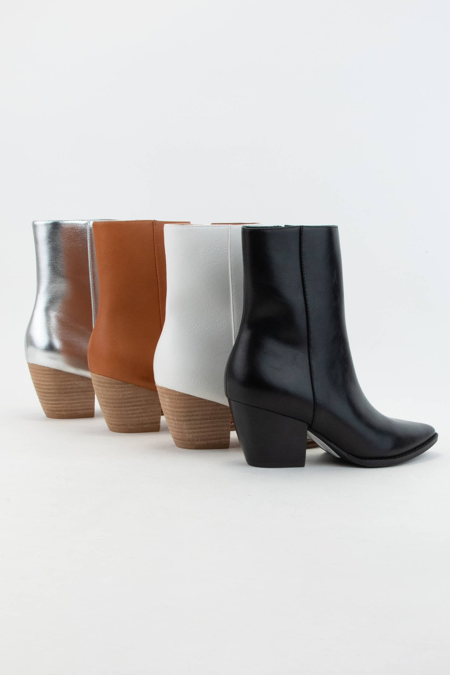 ARISA POINTED-TOE COWBOY BLOCK HEEL ANKLE BOOTS