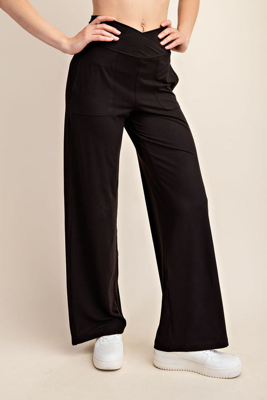 RECYCLED BUTTER V WAIST WIDE PANT