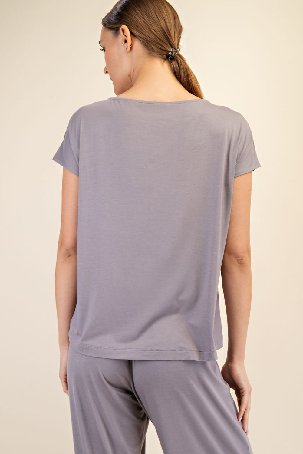 Viscose Modal Basic Boat Neck Top