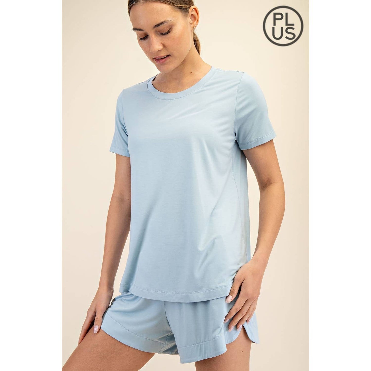 PLUS SIZE VISCOSE MODAL SHORT SLEEVE TOP