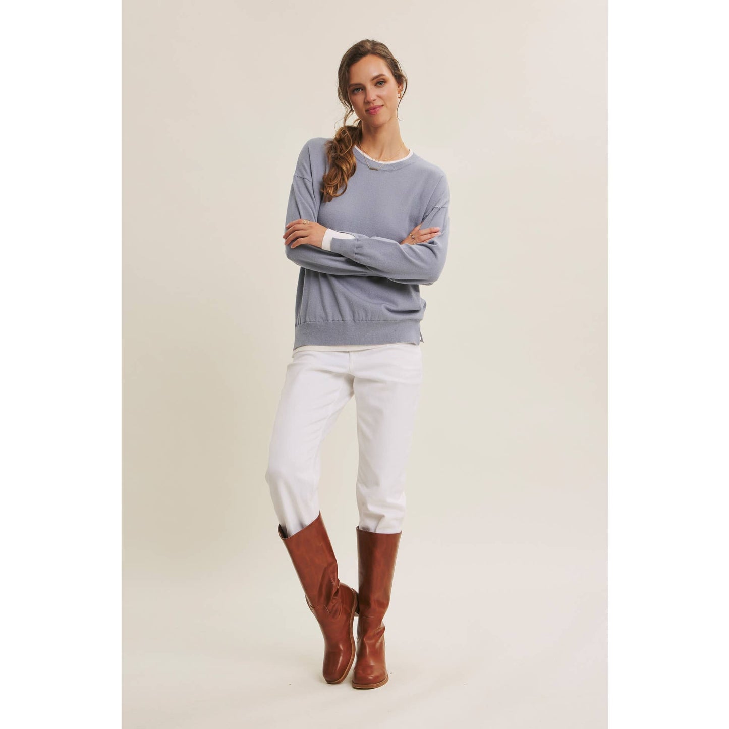 FEATHER LIGHT TOUCH TWO-TONE VISCOSE SWEATER
