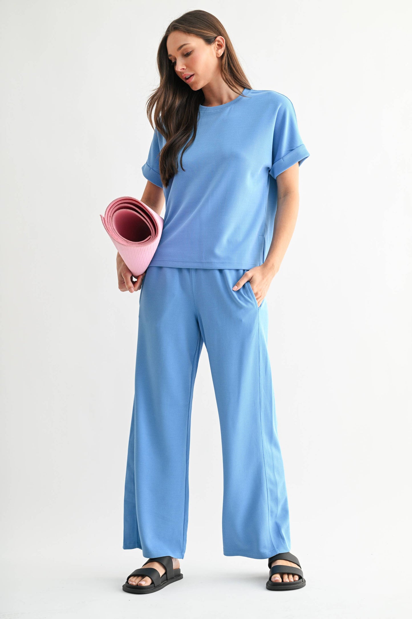 Luxe Sand Wash Rib Lounge Tee