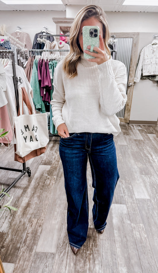 CHENILLE HIGH NECK SWEATER TOP