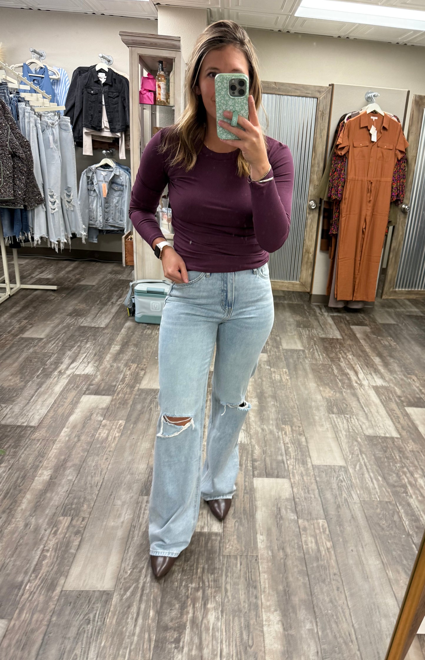 Essential Long-Sleeved Micro-Ribbed Athleisure Top
