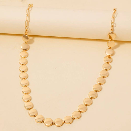 Mixed Metallic Disc And Oval Chain Long Necklace